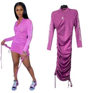 Shane Justin The Wave Dress Pink Ruched Sides Adjustable Long or Short Size L